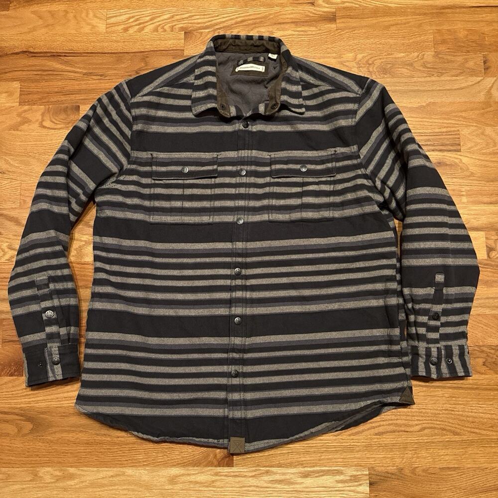 Dakota Grizzly Jacket Men's 2XL Black Striped Fleece Lined Button Up Shacket